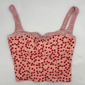 ASTR the Label Floral Milkmaid Top in Cherry Print